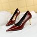 7122-A1 Sexy Slim Fit Metal Thin High Heel Shallow Toe Shiny Lacquer Leather Women's Single Shoe_vogvips.com