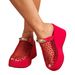 Women's Fashion Thick Sole Platform Sandals With Metal Buckle Straps Breathable Knit Upper Comfortable Wedge Heel Casual Summer Shoes_vogvips.com