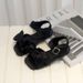 Girls' Summer 2024 New Style Princess Sandals, Satin Square Toe Cool Shoes. Shoe Size 22-30_vogvips.com