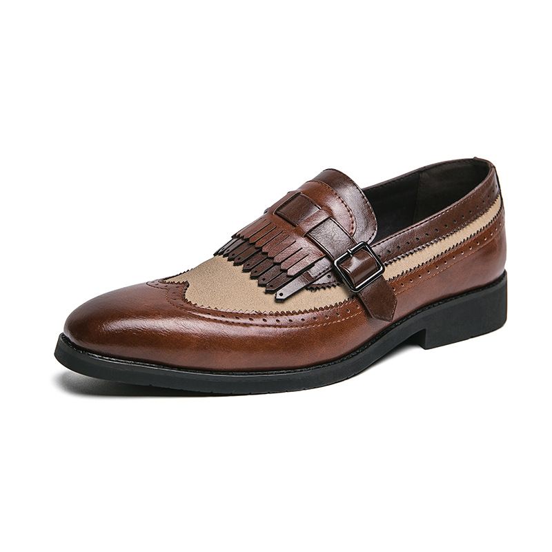 Large Size Set Foot Color Pointed Leather Shoes Men Four Seasons Slip-on Lazy Shoes Low Top Retro Style Flat Shoes_vogvips.com