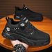 Men's Casual Slip-On Shoes With Rotating Buckle, Waterproof Work Boots For Outdoor Activities, Anti-Slip Rubber Sole, Comfortable Low-Top Sneakers_vogvips.com