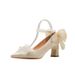 Women's Shoes Elegant Pointed-Toe Satin Wedding Heels For Women - Comfortable Chunky Heel Bridal Shoes In Beige (Sizes 31-43, 6cm/8cm Heel Options)_vogvips.com