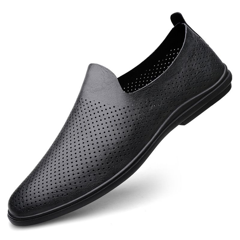 Men's Hole Small Leather Shoes Doudou Shoes Casual Gouging Men's Shoes_vogvips.com