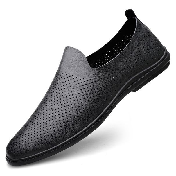 Men's Hole Small Leather Shoes Doudou Shoes Casual Gouging Men's Shoes_vogvips.com
