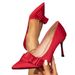Women S Shoes Red Bow Stiletto Fashion Party Pointed High Heels_vogvips.com