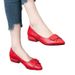 Flat Single For Women 2021 New Spring And Autumn Shallow Mouth Chunky Heel Pointed Toe Soft Sole Versatile Leather Work_vogvips.com