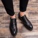 Euro Step 2025 Spring New Thick Sole British Brogue Carved Versatile Men's Pointed Leather Shoes Men_vogvips.com