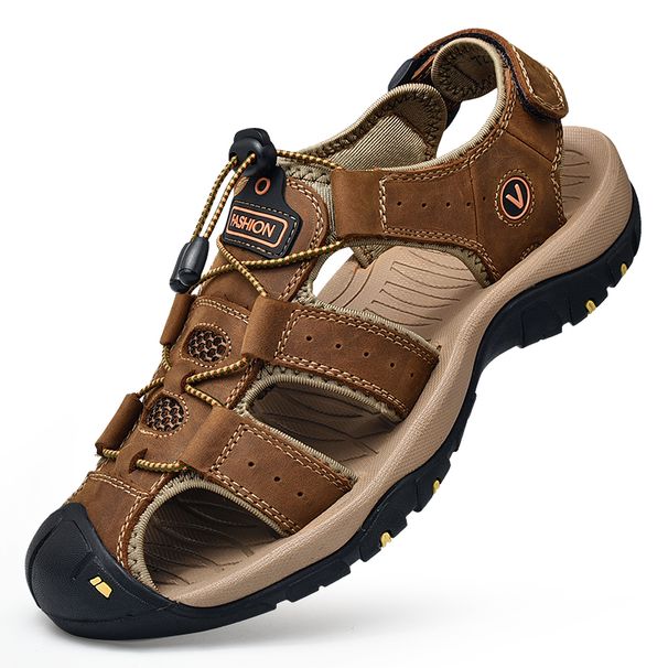 Genuine Summer Men's Outdoor Water Shoes Leather Sandals For Men_vogvips.com