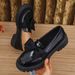 Women's Plus Size Bow Tie Leather Shoes Chunky Heel Retro Low Top Single Footwear For Autumn New Style_vogvips.com