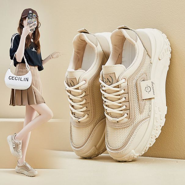 Ins Korean Style New Dad Shoes For Women 2025 Summer Student Sports Casual Mesh Breathable Thick Sole Height Increasing_vogvips.com
