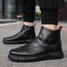 European Warm Series Autumn Winter Martin Men Black High-top Boots Fleece-lined Warm British Style Leather Youth Men's Shoes Trendy Brand_vogvips.com