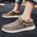 Euro Step Couple Dude Loafers Trendy Casual Men Canvas Slip-On Lazy One-Step Women Shoes_vogvips.com