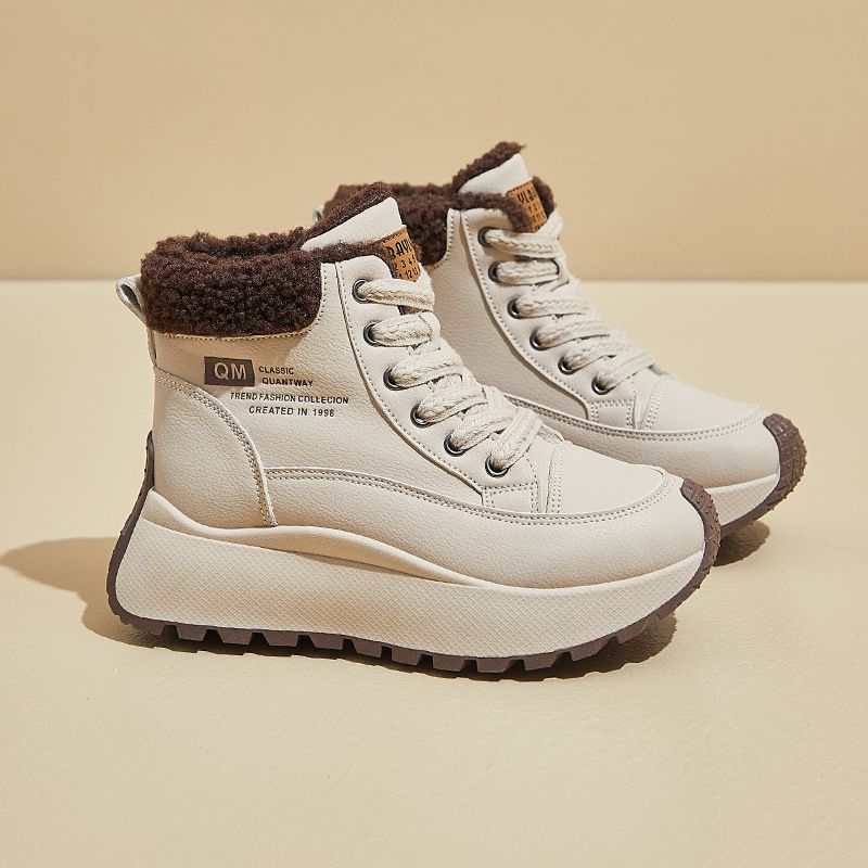 2025 Winter High-top Fleece-lined Dad New Korean Version Ins Style Women's Student Height-increasing Casual Shoes Warm_vogvips.com