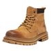 Retro Short Boots Big Yellow Boots Martin Boots Spring Men's Tough Guy Thick-soled Inner Height-increasing Tooling Boots_vogvips.com