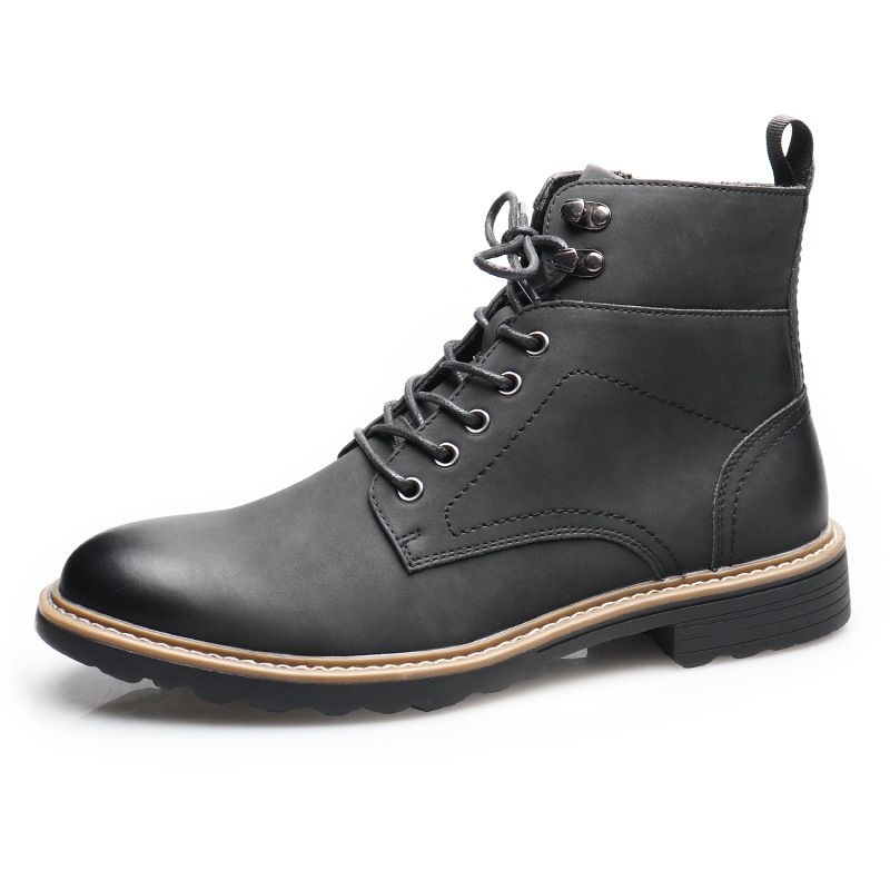 Vintage boots for men with mid-top gray work boots for men_vogvips.com