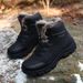 Men's Winter Snow Boots With Fur Lining, Waterproof PU Leather Upper, Non-Slip Rubber Sole, Round Toe, Casual Outdoor Shoes For Cold Weather_vogvips.com
