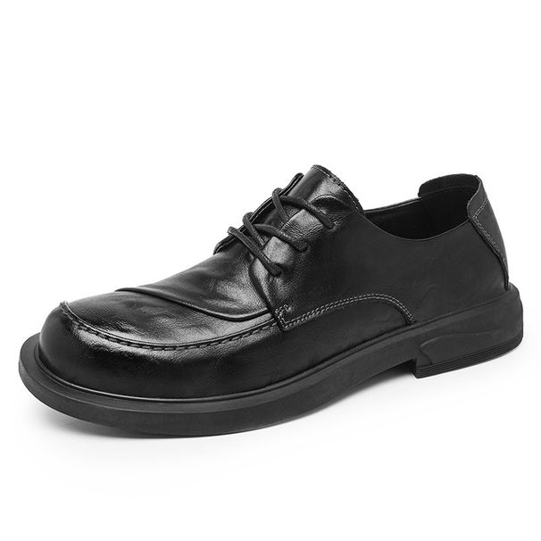 Men's Leather Shoes Spring Business Casual Men's Shoes Soft Sole Lace-Up Versatile Groom Wedding Formal Leather Shoes_vogvips.com