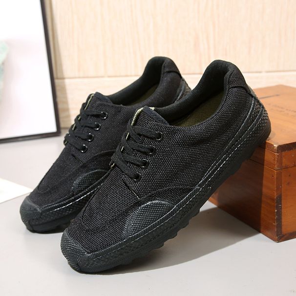 Euro Step Double-layer Liberation Shoes For Construction Sites Farmland, Work Safety Military Training Low-top Rubber Sole Shoes,_vogvips.com