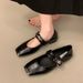 French Metal Square Head Shallow Mouth Single Shoes Women's Retro Word With Mary Jane Soft-soled Small Leather Shoes_vogvips.com