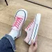 Women S New Retro Low Sneakers For Canvas Round Toe Crossed Causal Flats High Top Shoes_vogvips.com