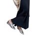 Elegant Pointed Metal Strap Closed Toe Half Slippers 2025 New Wedge Mid Heel Mules Thick Sole Women's Sandals_vogvips.com