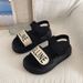 Women's Shoes Casual Large Size Sandals Slippers Daddy Sole Student Shoes Black_vogvips.com