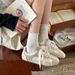Silver Retro Ballet Style Flat Shoes For Women Spring All Match Lightweight Sports Soft Bottom Shoes_vogvips.com