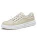 First Layer Cowhide Board Shoes Round Head Lace-up Low-top Shallow Mouth Cowhide Surface Flat-bottom Sports And Leisure Shoes_vogvips.com