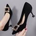 Women's 2026 New Style Professional Pointed-toe High-heeled Shoes With Suede Finish, Stiletto Heel, And Diamond_vogvips.com