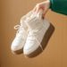 Fleece High-top Lace-up Cotton Boots Female Students Tide Warm Casual Cotton Shoes_vogvips.com