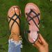 Women's Shoes Spring And Summer Large Size Women's Flat Sandals Simple Fashion Clip Toe Strap Sandals_vogvips.com