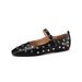 Summer Rivet Rhinestone Mary Jane Shoes Strap Flat Shoes Women's Ballet Shoes Leather Shoes_vogvips.com