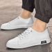 Low-top Single Shoes Round Head Comfortable Leather Surface White Shoes Often Work Business Board Shoes_vogvips.com