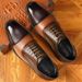 Euro Step New Leather Versatile Brogue Soft Wear-resistant Thick Sole Trendy Breathable Business Casual Men's Wedding Shoes_vogvips.com