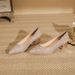 Women's Shoes Wedding Party Style No Tiring Wedding Dress Wedding Bridal Shoes Champagne Gold Thick Heel Bridesmaid High Heels Large Size_vogvips.com