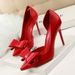 Korean Version Of The Fashion, Elegant, Sweet Bow Fine High Heel Shallow Mouth Pointed Head Side Hollow Single Shoes_vogvips.com