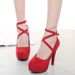 Foreign Trade European And American Style High Spring New Pointed Toe Shoes With Belt Buckle Chunky Heels Fashion_vogvips.com