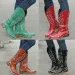 Embroidery Cowboy For Knee High Med Calf Vintage Western Cowgirl Boots Women Heeled Casual Shoes Autumn Block Heel_vogvips.com
