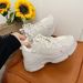 Men's Chunky Platform Sneakers Trendy Mesh Upper Retro Style Comfortable Low Top Casual Shoes Brown Apricot White Cow Suede_vogvips.com