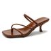 French Style Strap Square High Sandals Thin 2026 New Summer Soft Leather Toe Clip Elegant Kitten Heel Slippers_vogvips.com