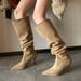 2025 Autumn Winter New Large Pile Pointed Toe Women Thin Tube High Heel Thick Leg Over-the-Knee Long Boots_vogvips.com