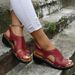 2025 Summer Large Size European And American Sandals, Casual Chunky Heel, Velcro Closure, Stitched Detail, Peep-Toe,_vogvips.com