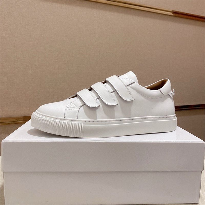 European Fashion Brand Genuine Leather Casual White Sneakers 2024 Spring/Autumn Men's Sports Shoes With Stylish Velcro_vogvips.com