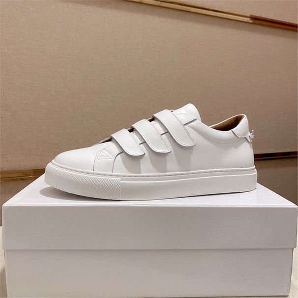 European Fashion Brand Genuine Leather Casual White Sneakers 2024 Spring/Autumn Men's Sports Shoes With Stylish Velcro_vogvips.com