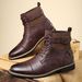 European Warm Series 2025 New British Style Men's Casual Martin Non-Slip Mid-Cut Pointed Leather Slip-On Work Boots_vogvips.com