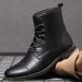 Men's Retro High-Top Lace-Up Winter Boots - Genuine Leather & PU Lined - Warm & Comfortable - Casual & Workwear Style - Available In Black & Brown_vogvips.com