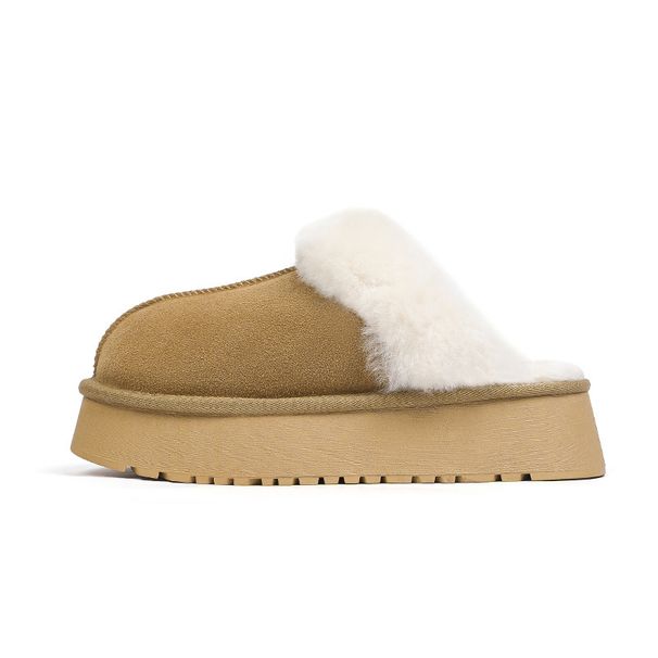 Hairy for women's outdoor wear, 2025 autumn and winter new style, thick soled high snow boots with plush toe cotton_vogvips.com