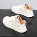 Men's Summer Breathable Sports Casual Shoes Trendy Genuine Leather Thick Soled White Sneakers Skate Shoes Multi-color Lace-Up_vogvips.com