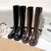 2024 Autumn Winter New Melad Long With Belt Buckle, Wide Zipper, Western Style Riding Boots For Plus Size Women_vogvips.com