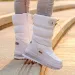 White Women Winter Shoes Warm Plush Mid-calf Waterproof Rubber Non-slip Platform Snow Boots Female Plus Size 42_vogvips.com